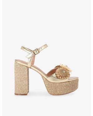 Carvela Kurt Geiger Sorrento Flower Faux-Leather Platform Sandals - Metallic