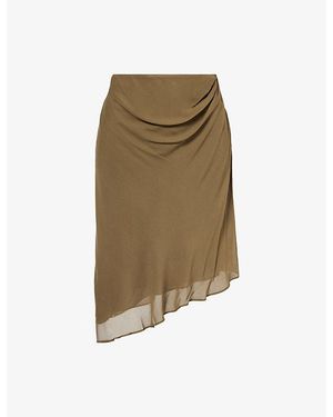 Bec & Bridge Samantha Asymmetric Georgette Midi Skirt - Natural