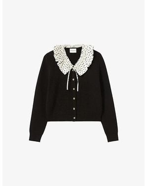 Claudie Pierlot Removable-Collar Button-Down Knitted Cardigan - Black