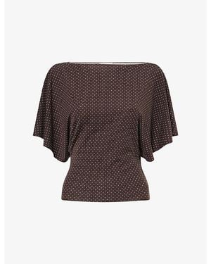 Reformation Avery Dotted Woven Knit Top - Brown