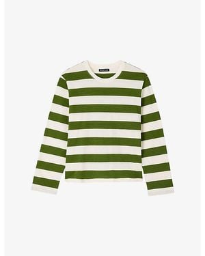 Whistles Striped Relaxed-Fit Cotton T-Shirt - Green