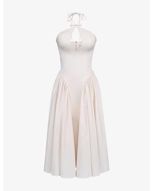 House Of Cb Lilli Keyhole-Front Stretch-Cotton Midi Dress - White
