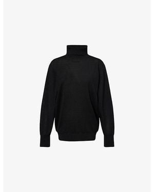 TOTEME Turtleneck Relaxed-Fit Wool Jumper - Black