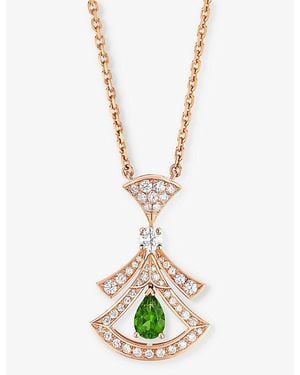 BVLGARI Divas' Dream 18Ct Rose- 0.46Ct Brilliant-Cut Diamond And Tourmaline Pendant Necklace - Metallic