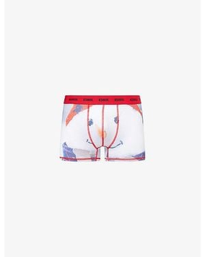 DIESEL Logo-Waistband Stretch-Jersey Trunks - Red