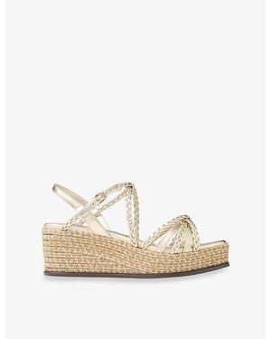 Jimmy Choo Nyra 60 Braided Leather Wedge Platform Sandals - Natural