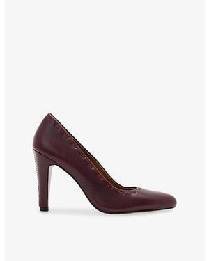 AllSaints Anna Heeled Leather Court Shoes - Purple