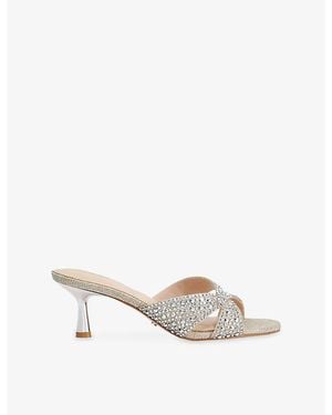 Dune Monette Crystal-Embellished Heeled Sandals - White