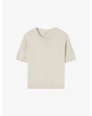 JOSEPH Jana Round-Neck Relaxed-Fit Silk Top - White