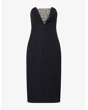 Genny Rhinestone-Mesh Bodice Woven Maxi Dress - Blue