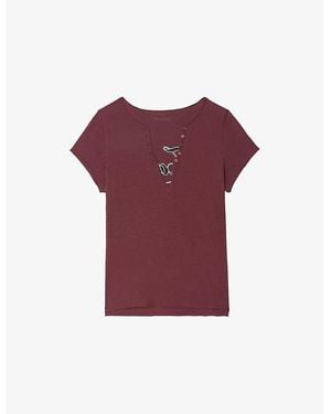 Zadig & Voltaire Tuni Short-Sleeved Cotton-Jersey T-Shirt - Purple