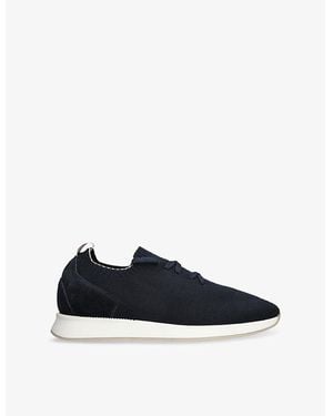 Aurélien Active Knitted And Suede Low-Top Trainers - Blue
