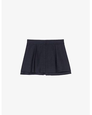 Maje Tailored Mid-Rise Stretch-Woven Skort - Blue