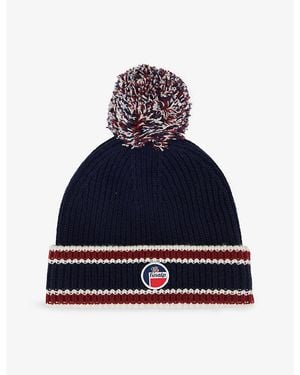 Fusalp Pompon Striped Wool And Cashmere Beanie - Blue