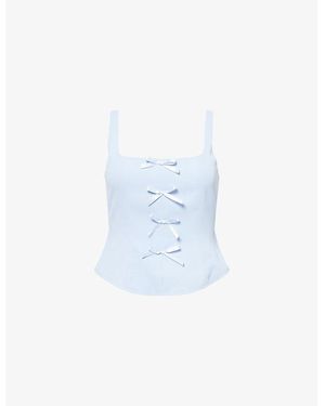 Amy Lynn Kadia Corset Woven Top - Blue