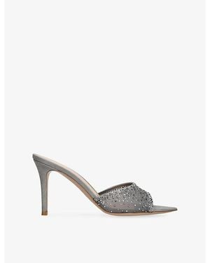 Gianvito Rossi Rania 85 Mesh Heeled Mules - White