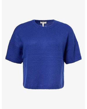 ME+EM Relaxed-Fit Cropped Wool-Blend Sweater - Blue