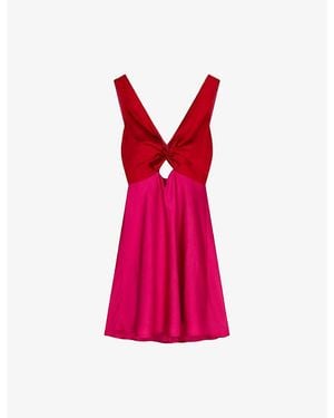 OMNES Maggy Cut-Out Satin Mini Dress - Red