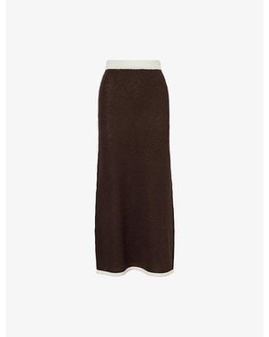 4th & Reckless Morganna Contrasting-Trim Knit Midi Skirt - Brown