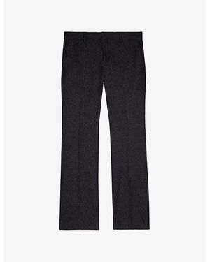 The Kooples Tailored Straight-Leg Denim-Look Cotton Pants - Black