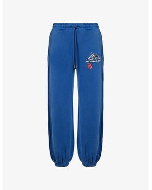 GODMADE Brand-Print Straight-Leg Cotton-Jersey Jogging Bottoms - Blue