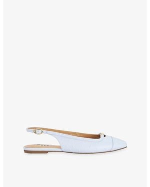 Dune Hanna Leather Slingback Flats - White