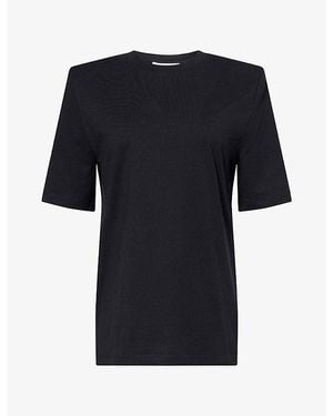 Frankie Shop Carrington Padded-Shoulder Cotton-Jersey T-Shirt - Black