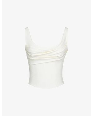 House Of Cb The Drape Neck Jersey Corset Top Xs (A-C Cup) - White