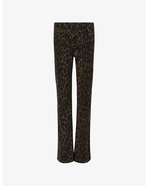 AllSaints Haldan Leopard-Print Stretch-Denim Jeans - Black