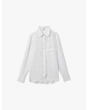 Reiss Belle Relaxed-Fit Long-Sleeve Linen Shirt - White