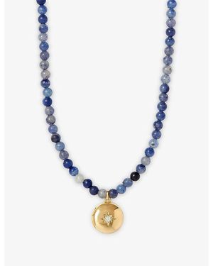 Astley Clarke Tiny Star 18Ct- Plated Sterling- And Aventurine Locket Necklace - Blue