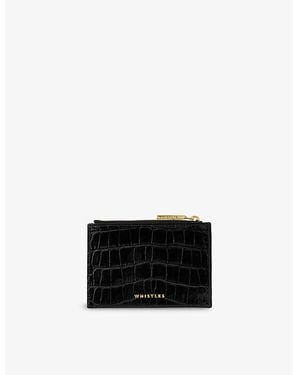 Whistles Mock-Croc Leather Coin Purse - Black