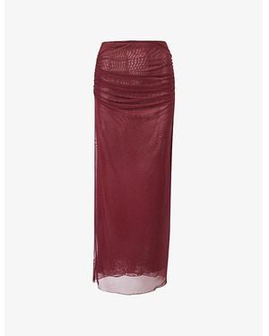 Dissh Nyra Draped Stretch-Woven Midi Skirt - Red