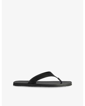 Jude Vermelho Flat Leather Sandals - Black