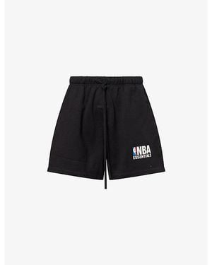 Fear Of God Fog X Essentials X Nba Relaxed-Fit Brand-Print Cotton-Blend Shorts - Black