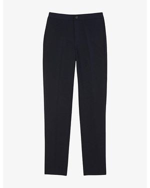 Sandro Tapered-Leg Mid-Rise Jersey Trousers - Blue