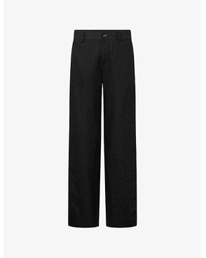 Twist & Tango Serena Straight-Leg High-Rise Linen Trousers - Black