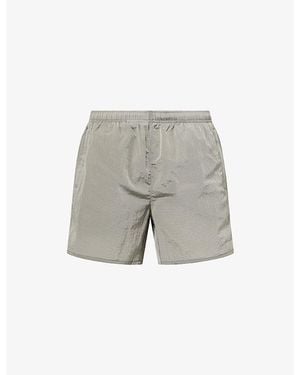 Cole Buxton Embroidered-Logo Welt-Pocket Swim Shorts - Grey