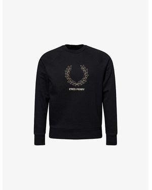 Fred Perry Outline Raglan-Sleeves Woven Sweatshirt - Black