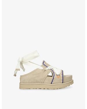 UGG Goldenstar Hi Artistitch Suede Sandals - Natural