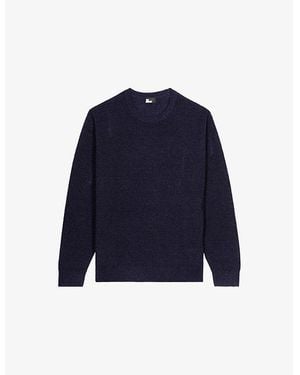 The Kooples Crewneck Relaxed-Fit Wool And Linen-Blend Cardigan - Blue