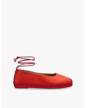 LK Bennett Mia Ankle-Tie Satin Espadrilles - Red