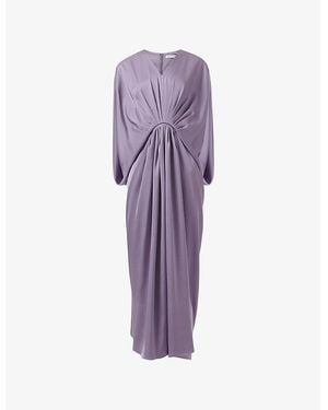 eem Marked-Waist Drape Satin Maxi Dress - Purple