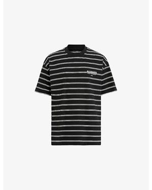 AllSaints Underground Stripe-Print Relaxed-Fit Cotton T-Shirt - Black