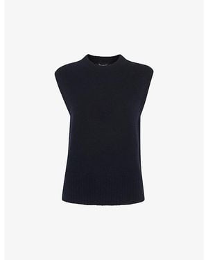 Whistles Sleeveless Round-Neck Wool Vest - Blue