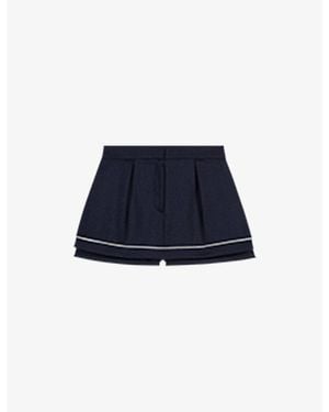 Maje Layered High-Rise Woven Shorts - Blue