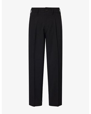 Ami Paris Pleated Tapered Wool Pants - Black