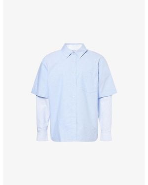 Jonathan Simkhai Quade Striped-Long-Sleeves Cotton-Poplin Shirt - Blue