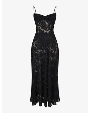 House Of Cb Seren Corseted Floral-Jacquard Woven Maxi Dress - Black