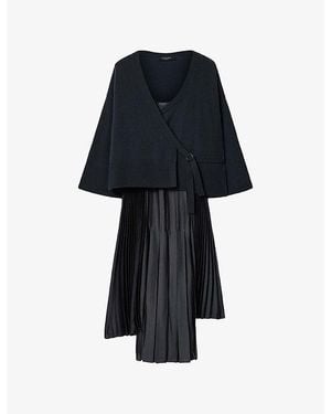 AllSaints Lucille Two-In-One Wool-Blend Midi Dress - Blue